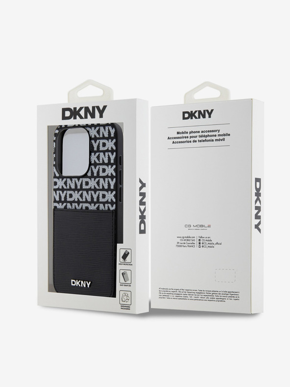 DKNY PU Leather Repeat Pattern Card Pocket Back Cover за iPhone 15 Pro Max Black DKNY