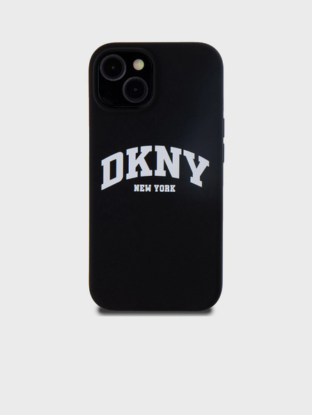 DKNY Течен силиконов MagSafe заден капак с лого на арката за iPhone 11 черен DKNY