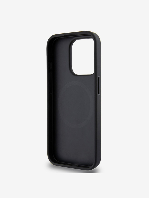DKNY PU Leather Silver Metal Logo Magsafe Back Cover за iPhone 15 Pro Max Black DKNY