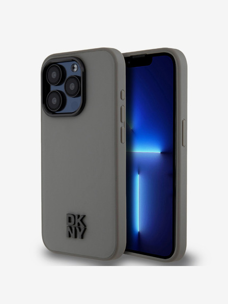DKNY PU Кожен заден капак с лого Magsafe за iPhone 15 Pro Max Grey DKNY