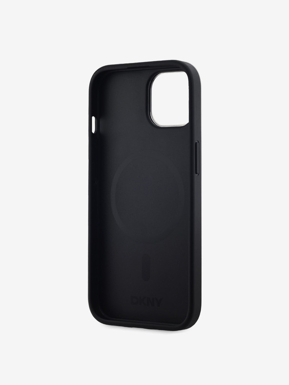 DKNY PU Leather Stack Logo Magsafe Back Cover за iPhone 15 Black DKNY