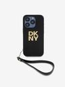 DKNY PU Leather Stack Logo Wrist Strap Back Cover за iPhone 14 Pro Black DKNY