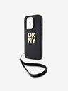 DKNY PU Leather Stack Logo Wrist Strap Back Cover за iPhone 14 Pro Black DKNY