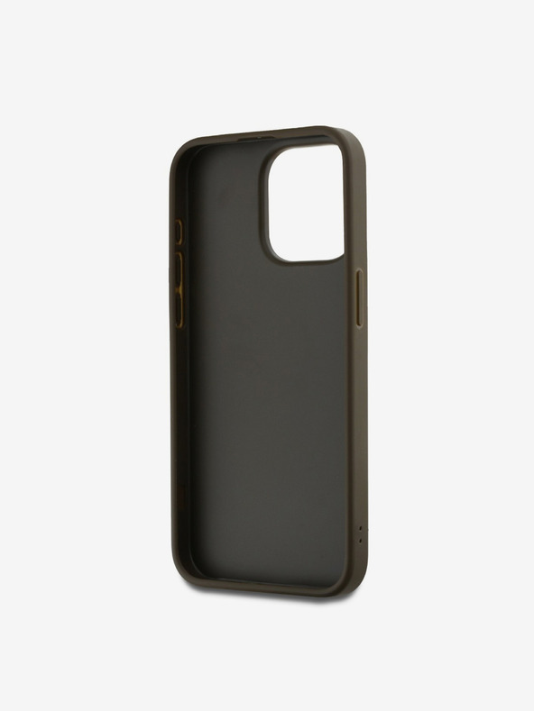 DKNY PU Leather Stack Logo Wrist Strap Back Cover за iPhone 15 Pro Brown DKNY