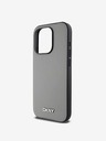 DKNY PU Leather Silver Metal Logo Magsafe Back Cover за iPhone 15 Pro Max Grey DKNY