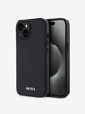 DKNY PU Leather Silver Metal Logo Magsafe Back Cover за iPhone 14 Black DKNY