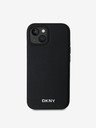 DKNY PU Leather Silver Metal Logo Magsafe Back Cover за iPhone 14 Black DKNY
