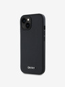 DKNY PU Leather Silver Metal Logo Magsafe Back Cover за iPhone 14 Black DKNY