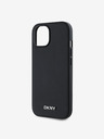 DKNY PU Leather Silver Metal Logo Magsafe Back Cover за iPhone 14 Black DKNY