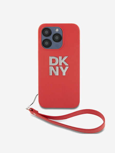 DKNY Заден капак от PU кожа с лого на стека за iPhone 14 Pro Red DKNY