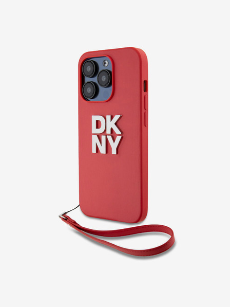 DKNY Заден капак от PU кожа с лого на стека за iPhone 14 Pro Red DKNY