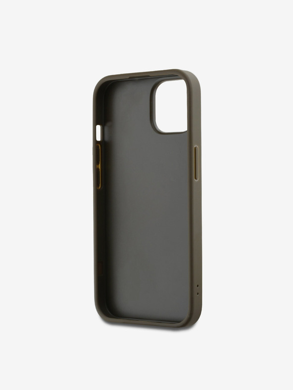 DKNY PU Leather Stack Logo Wrist Strap Back Cover за iPhone 13 Brown DKNY