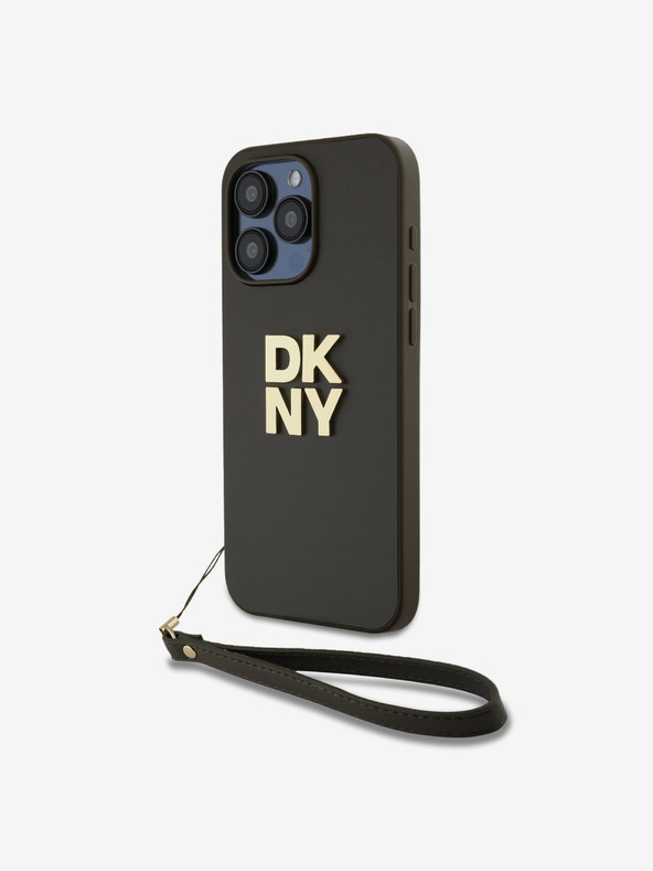 DKNY PU Leather Stack Logo Wrist Strap Back Cover за iPhone 14 Pro Max Brown DKNY
