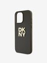 DKNY PU Leather Stack Logo Wrist Strap Back Cover за iPhone 14 Pro Max Brown DKNY