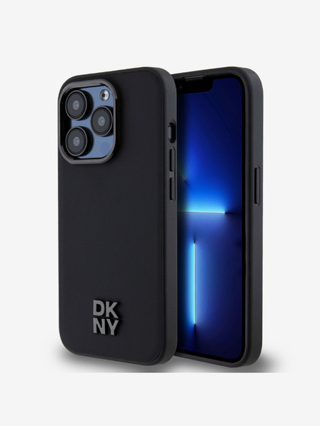 DKNY PU Leather Stack Logo Magsafe Back Cover за iPhone 15 Pro Max Black DKNY