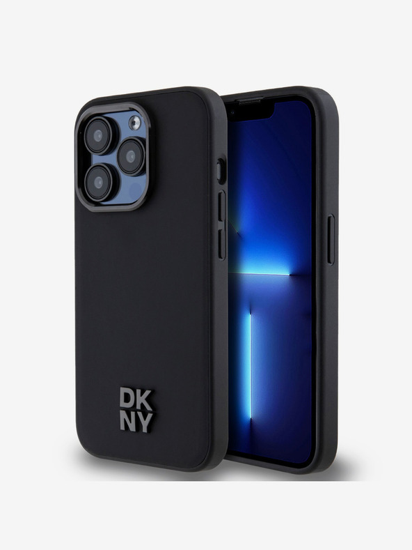 DKNY PU Leather Stack Logo Magsafe Back Cover за iPhone 15 Pro Max Black DKNY