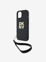 DKNY PU Leather Stack Logo Wrist Strap Back Cover за iPhone 13 Black DKNY