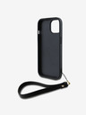 DKNY PU Leather Stack Logo Wrist Strap Back Cover за iPhone 13 Black DKNY