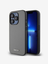 DKNY PU Leather Silver Metal Logo Magsafe Back Cover за iPhone 14 Pro Grey DKNY