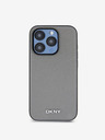 DKNY PU Leather Silver Metal Logo Magsafe Back Cover за iPhone 14 Pro Grey DKNY