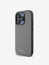 DKNY PU Leather Silver Metal Logo Magsafe Back Cover за iPhone 14 Pro Grey DKNY
