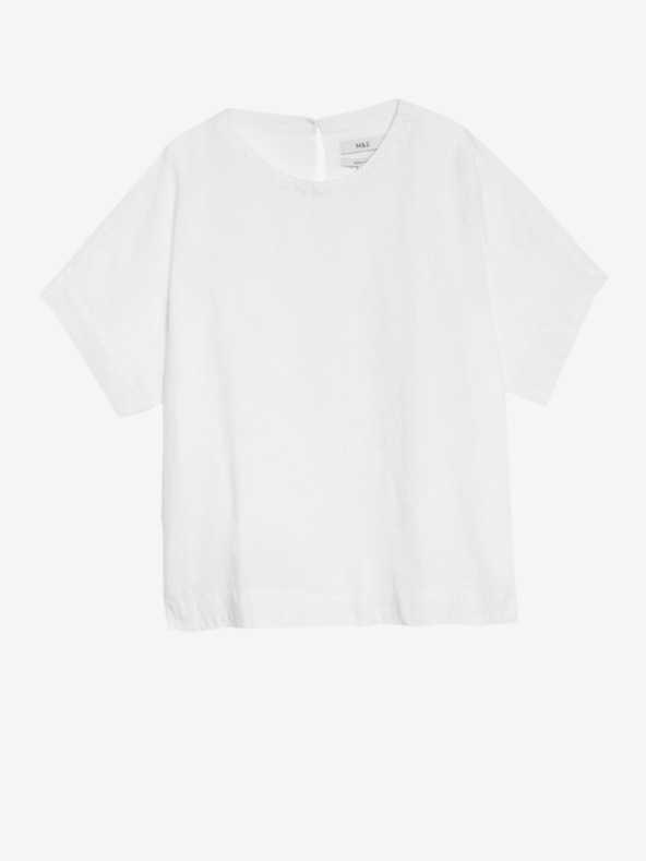 Marks & Spencer Бяла дамска блуза с лен Marks & Spencer