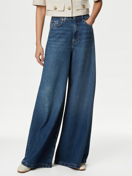 Marks & Spencer Тъмносини дамски дънки с широка кройка Marks & Spencer