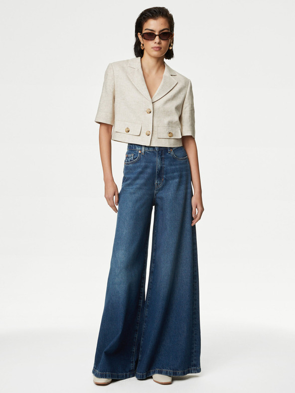 Marks & Spencer Тъмносини дамски дънки с широка кройка Marks & Spencer