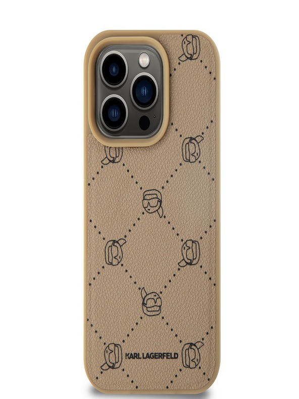 Karl Lagerfeld PU Karl Heads Pattern Magsafe Back Cover за iPhone 15 Pro Max Beige Karl Lagerfeld