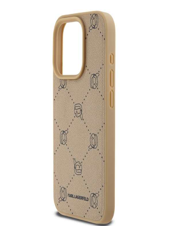 Karl Lagerfeld PU Karl Heads Pattern Magsafe Back Cover за iPhone 15 Pro Max Beige Karl Lagerfeld