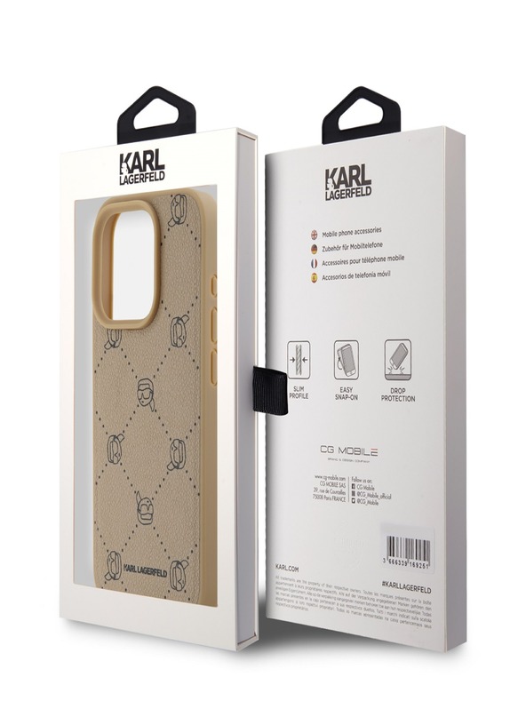Karl Lagerfeld PU Karl Heads Pattern Magsafe Back Cover за iPhone 15 Pro Max Beige Karl Lagerfeld