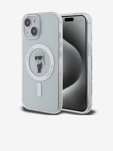 Karl Lagerfeld IML Ikonik MagSafe заден капак за iPhone 15 прозрачен Karl Lagerfeld