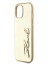 Karl Lagerfeld Набръчкан PU заден капак с подпис и лого за iPhone 15 Gold Karl Lagerfeld
