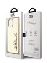 Karl Lagerfeld Набръчкан PU заден капак с подпис и лого за iPhone 15 Gold Karl Lagerfeld