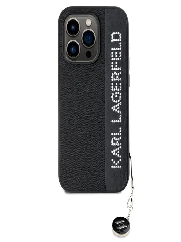 Karl Lagerfeld Karl Lagerfeld PU Saffiano Rhinestone Charm Заден капак за iPhone 15 Pro Black