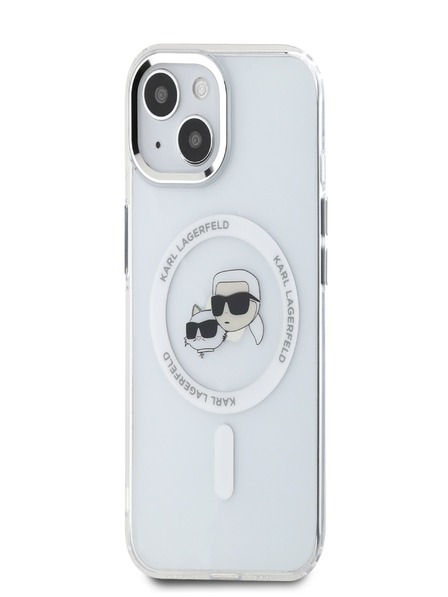Karl Lagerfeld Karl Lagerfeld IML K&CH Heads Metal Frame MagSafe заден капак за iPhone 15 Прозрачен