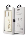 Karl Lagerfeld Набръчкан PU заден капак с лого на подпис за iPhone 15 Pro Gold Karl Lagerfeld