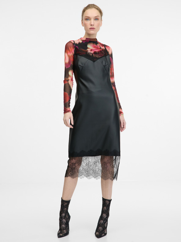 Orsay Черна дамска миди рокля от изкуствена кожа ORSAY