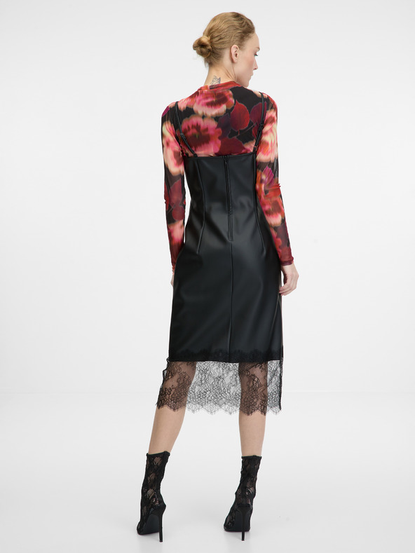 Orsay Черна дамска миди рокля от изкуствена кожа ORSAY