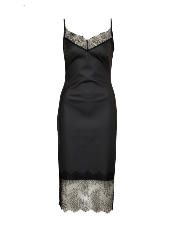 Orsay Черна дамска миди рокля от изкуствена кожа ORSAY