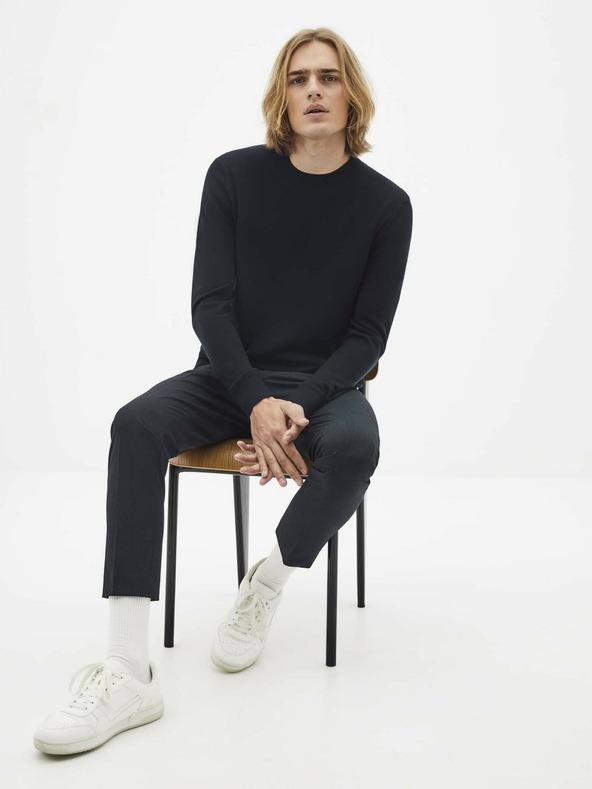 Celio Тъмносин вълнен основен пуловер Celio Semerirond