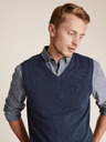 Marks & Spencer Пуловер без ръкави от чист памук Marks & Spencer тъмносин