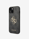 Guess Guess PU 4G метално лого заден капак за iPhone 15 Grey