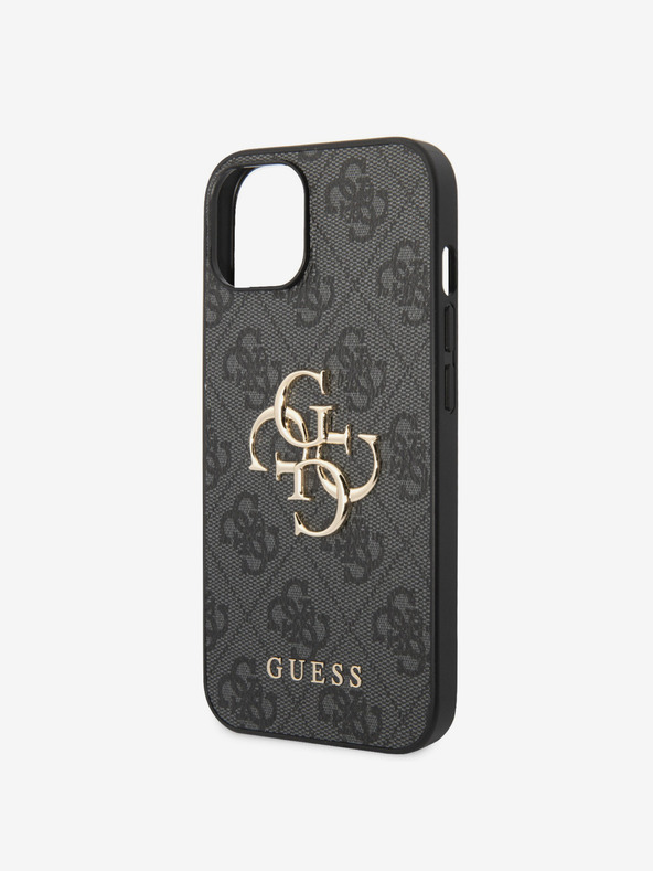 Guess Guess PU 4G метално лого заден капак за iPhone 15 Grey