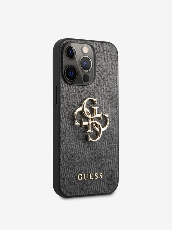Guess PU 4G Metal Logo Zadní Kryt pro iPhone 13 Pro Grey Калъф за телефон