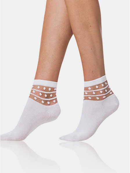 Bellinda Бели дамски чорапи с декоративен детайл Bellinda TRENDY COTTON SOCKS