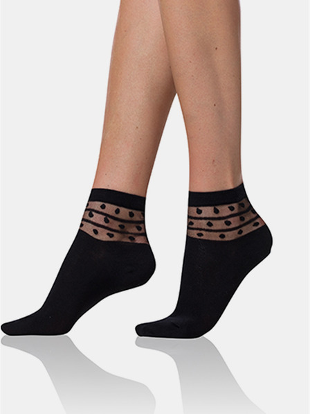 Bellinda Черни дамски чорапи с декоративни детайли Bellinda TRENDY COTTON SOCKS