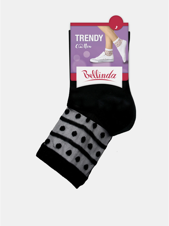 Bellinda Черни дамски чорапи с декоративни детайли Bellinda TRENDY COTTON SOCKS