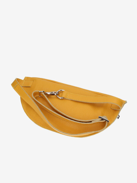 Elega Жълта Дамска чанта ELEGA Cammie от естествена кожа с бъбрек