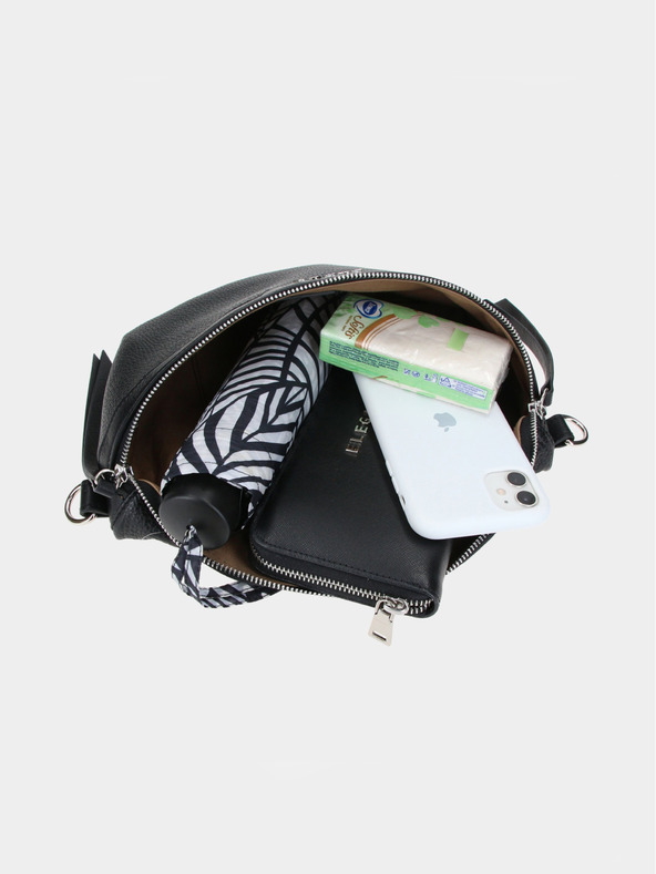 Elega Черна дамска кожена чанта за кръст ELEGA Festy